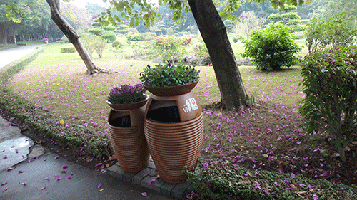  汕頭玻璃鋼花盆垃圾桶，點綴公園好環境。